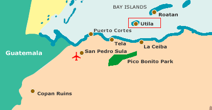 Honduras and Utila Location Map © SW